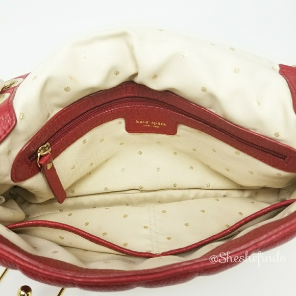 ๐ RED QUILTED LEATHER SHOULDER /CROSSBODY HANDBAG - BY KATE SPADE - Picture 5 of 8